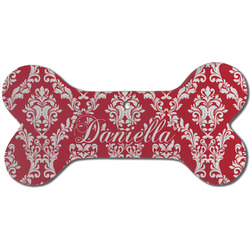 Damask Ceramic Dog Ornament - Front w/ Name and Initial