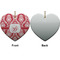 Damask Ceramic Flat Ornament - Heart Front & Back (APPROVAL)