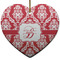 Damask Ceramic Flat Ornament - Heart (Front)