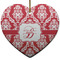Damask Heart Ceramic Ornament w/ Name and Initial