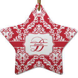 Damask Star Ceramic Ornament w/ Name and Initial
