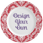 Damask Ceramic Dinner Plates (Set of 4) (Personalized)