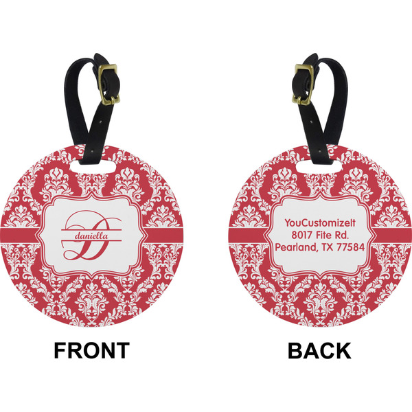 Damask Circle Luggage Tag (Front + Back)