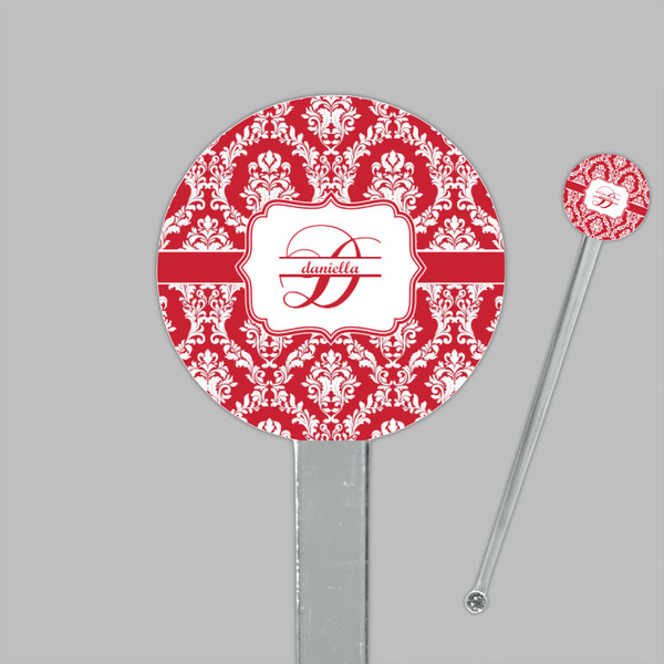 Damask Clear Plastic 7" Stir Stick - Round - Closeup