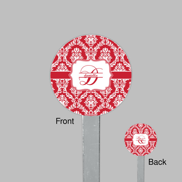 Damask Clear Plastic 7" Stir Stick - Round - Front & Back