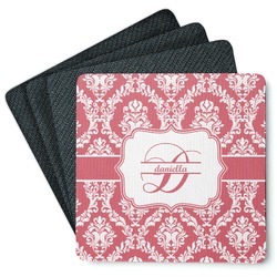 Damask Square Rubber Backed Coasters - Set of 4 (Personalized)