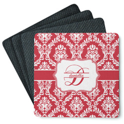 Damask Square Rubber Backed Coasters - Set of 4 (Personalized)