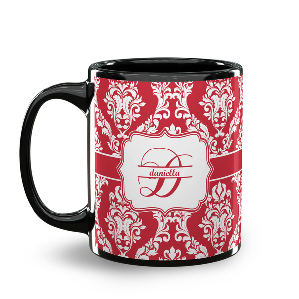 Damask Coffee Mug - 11 oz - Black
