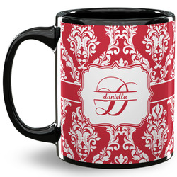Damask 11 Oz Coffee Mug - Black (Personalized)