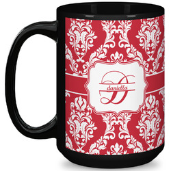 Damask 15 Oz Coffee Mug - Black (Personalized)