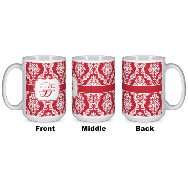 Damask Coffee Mug - 15 oz - White APPROVAL