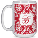 Damask 15 Oz Coffee Mug - White (Personalized)