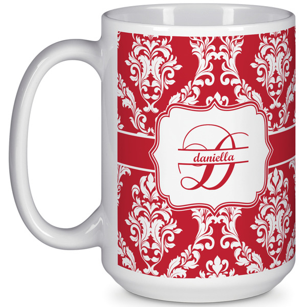 Custom Damask 15 Oz Coffee Mug - White (Personalized)