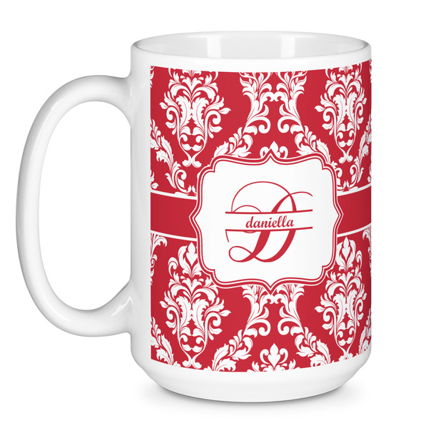 Damask Coffee Mug - 15 oz - White