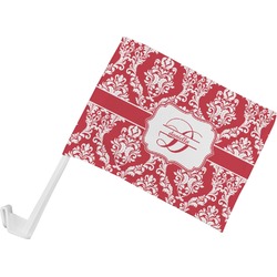 Damask Car Flag - Small w/ Name and Initial