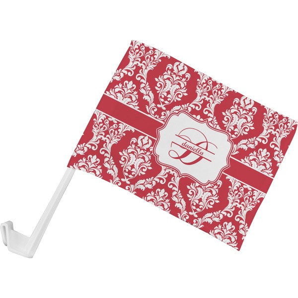 Custom Damask Car Flag - Small w/ Name and Initial