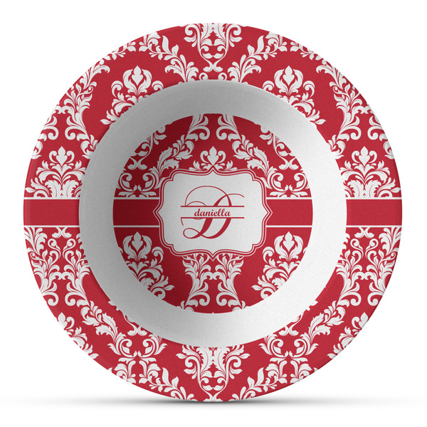 Custom Damask Plastic Bowl - Microwave Safe - Composite Polymer (Personalized)