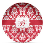 Damask Microwave Safe Plastic Plate - Composite Polymer (Personalized)