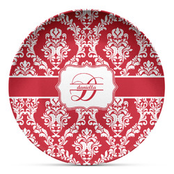 Damask Microwave Safe Plastic Plate - Composite Polymer (Personalized)