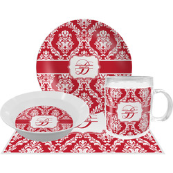 Damask Dinner Set - Single 4 Pc Setting w/ Name and Initial