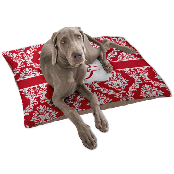 Custom Damask Dog Bed - Large w/ Name and Initial