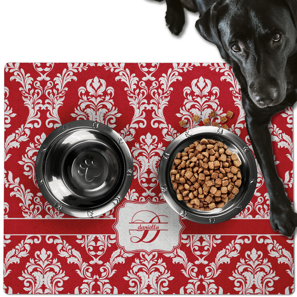 Damask Dog Food Mat - Large LIFESTYLE