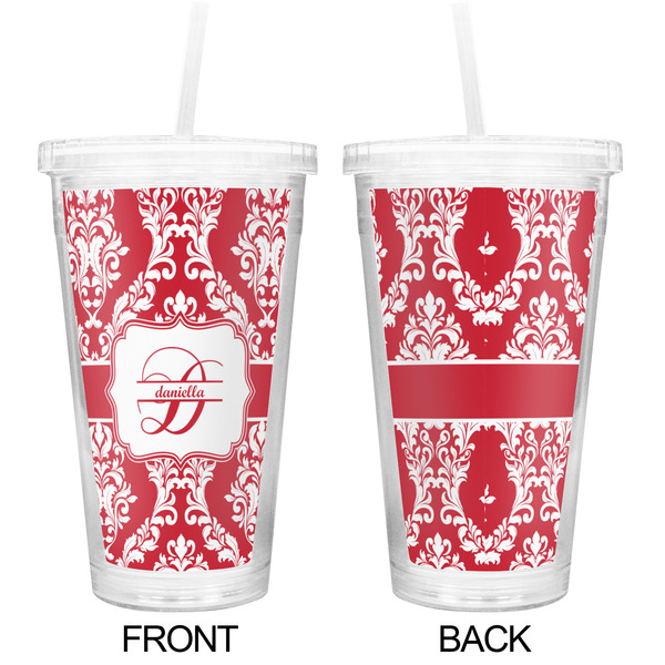 Damask Double Wall Tumbler with Straw - Approval