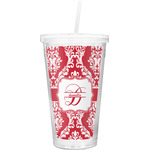 Damask Double Wall Tumbler with Straw (Personalized)
