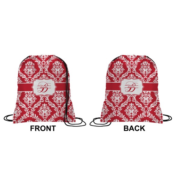 Damask Drawstring Backpack Front & Back Small