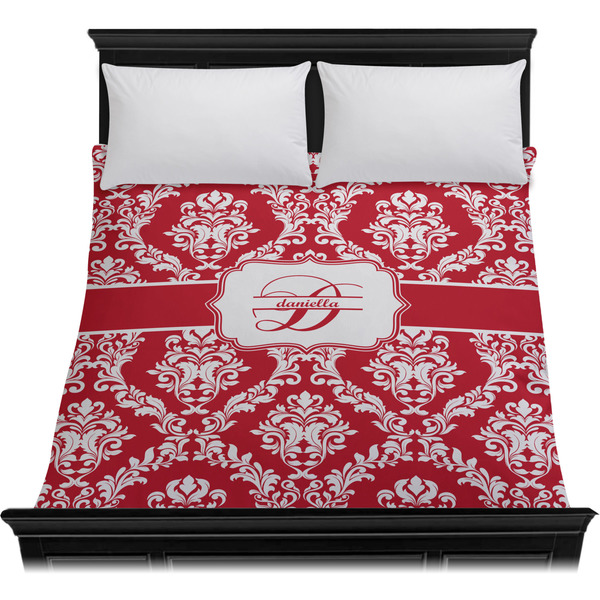 Damask Duvet Cover - Queen - On Bed - No Prop
