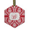 Damask Frosted Glass Ornament - Hexagon