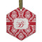 Damask Flat Glass Ornament - Hexagon w/ Name and Initial