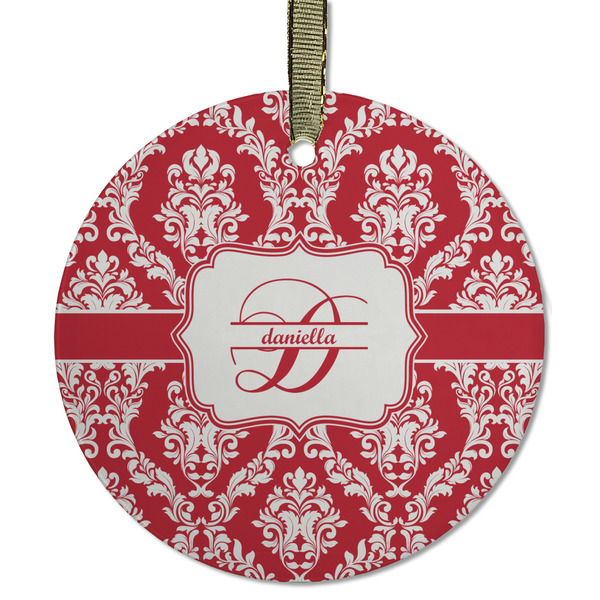 Damask Frosted Glass Ornament - Round