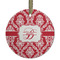 Damask Frosted Glass Ornament - Round