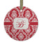Damask Flat Glass Ornament - Round w/ Name and Initial