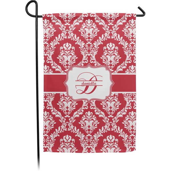 Custom Damask Small Garden Flag - Double Sided w/ Name and Initial