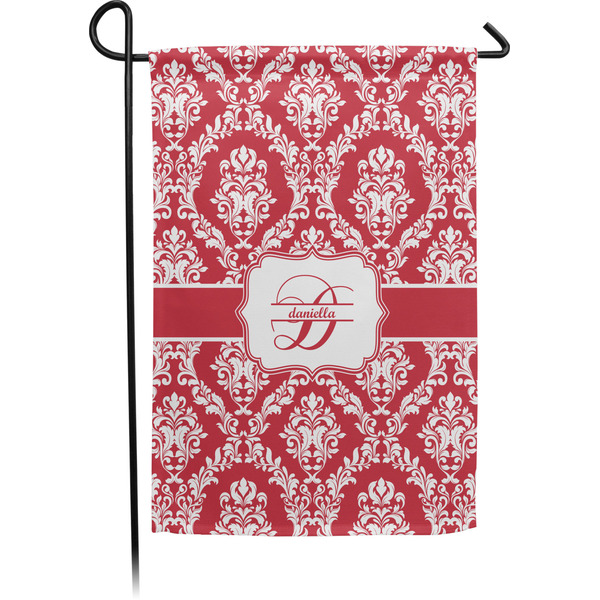 Custom Damask Small Garden Flag - Single Sided w/ Name and Initial