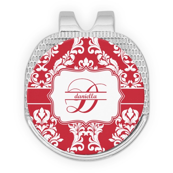 Custom Damask Golf Ball Marker - Hat Clip - Silver