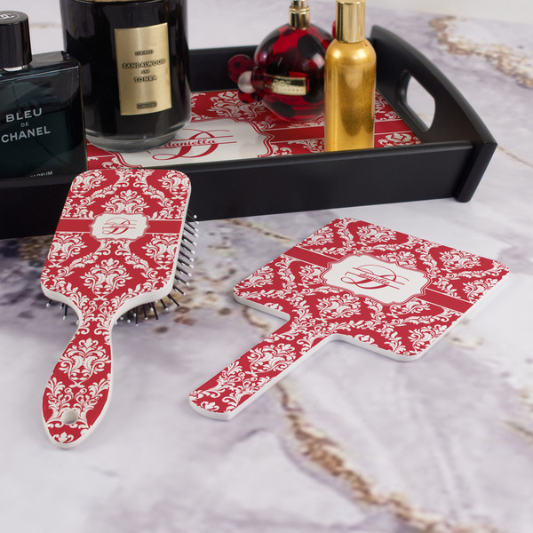 Damask Hair Brush and Hand Mirror - Bathroom Scene