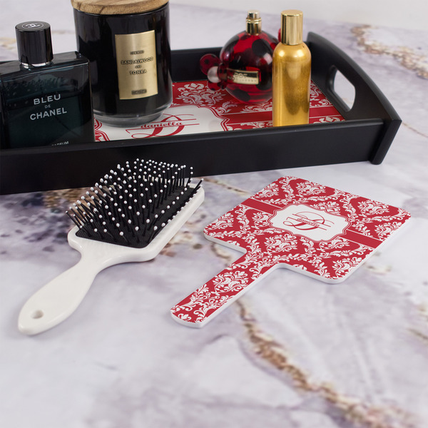 Damask Hand Mirror - With Hair Brush