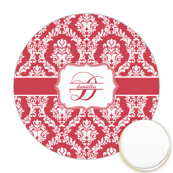 Custom Damask Printed Cookie Topper - Round (Personalized)