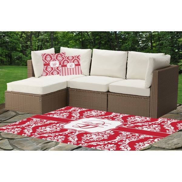 Damask Outdoor Mat & Cushions