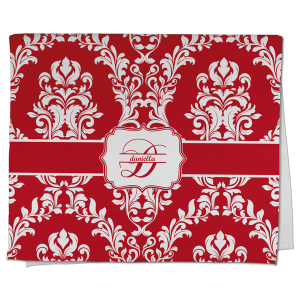 Custom Damask Kitchen Towel - Poly Cotton w/ Name and Initial