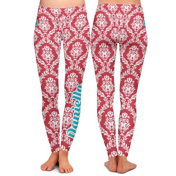 Damask Ladies Leggings - Front and Back
