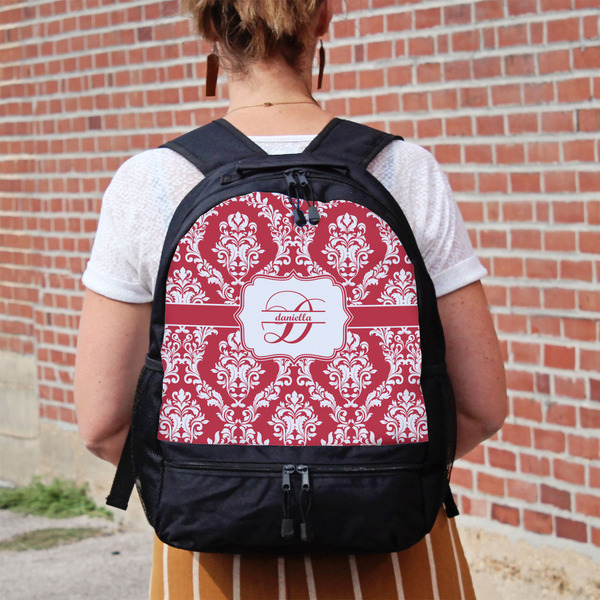 Damask Large Backpack - Black - On Back