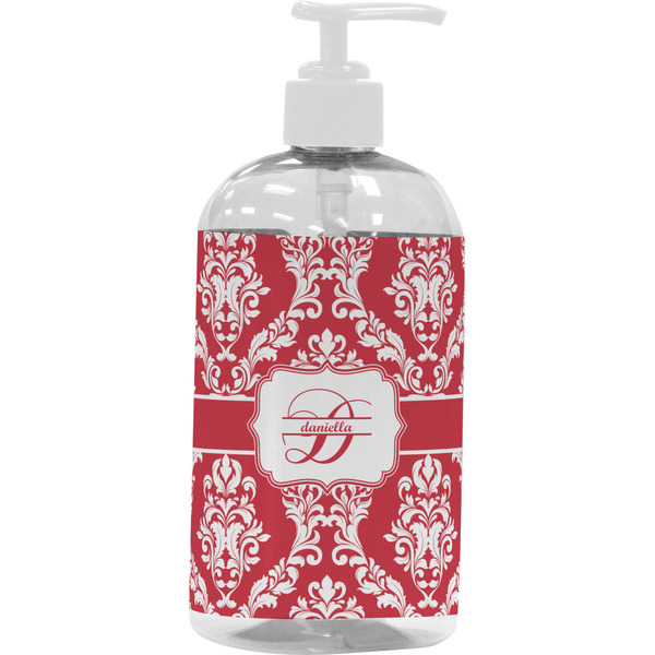 Custom Damask Plastic Soap / Lotion Dispenser (16 oz - Large - White) (Personalized)