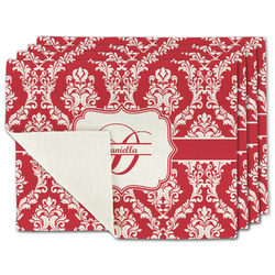 Damask Single-Sided Linen Placemat - Set of 4 w/ Name and Initial