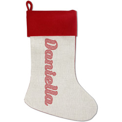 Damask Red Linen Stocking (Personalized)