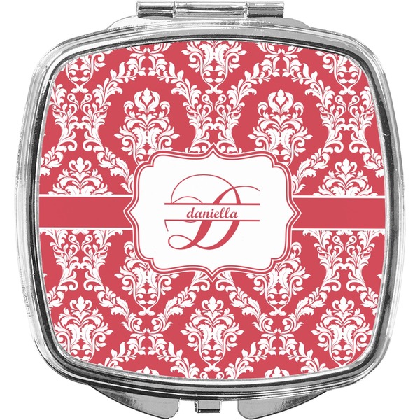 Custom Damask Compact Makeup Mirror (Personalized)