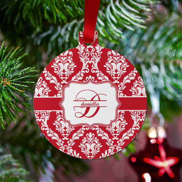 Damask Metal Ball Ornament - Lifestyle